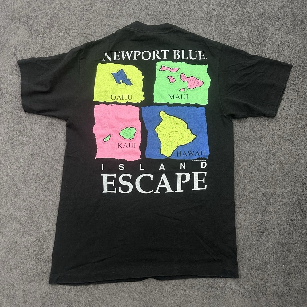Vintage 90s Hawaii,Maui,Kaui,Oahu Island Scape T-shirt Medium Newport Blue